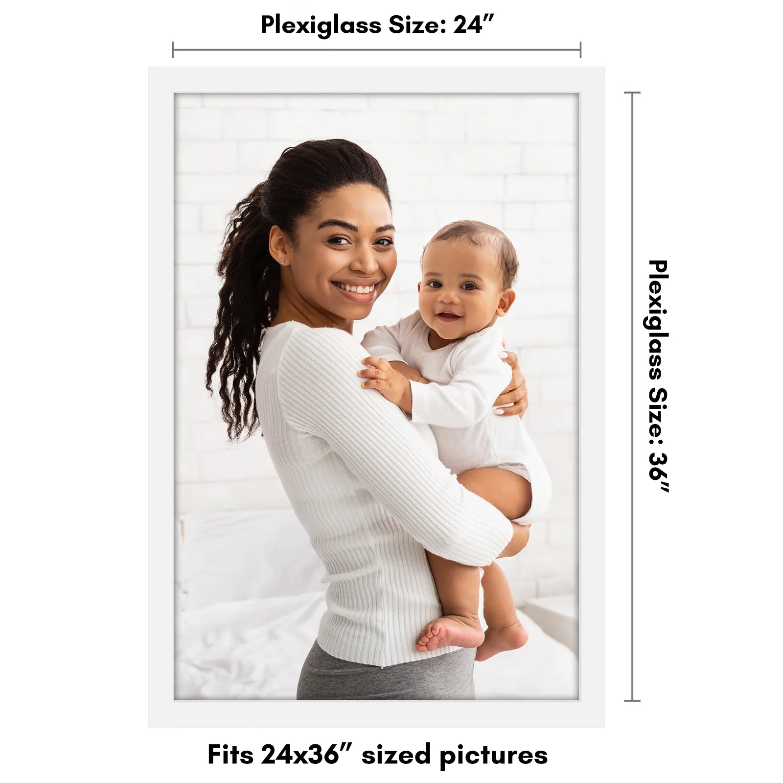 Poster Frame 24X36 Inches - White Wooden Picture Frame with Plexiglass Cover