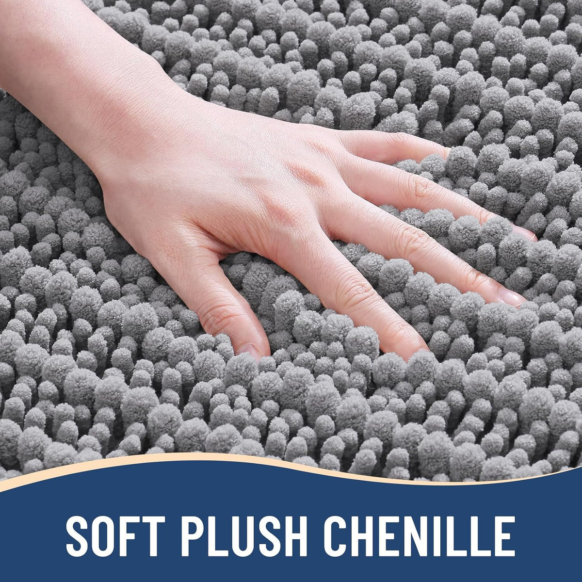 Bathroom Rugs Mat 47X20, Soft Absorbent Chenille Shaggy Bath Mat