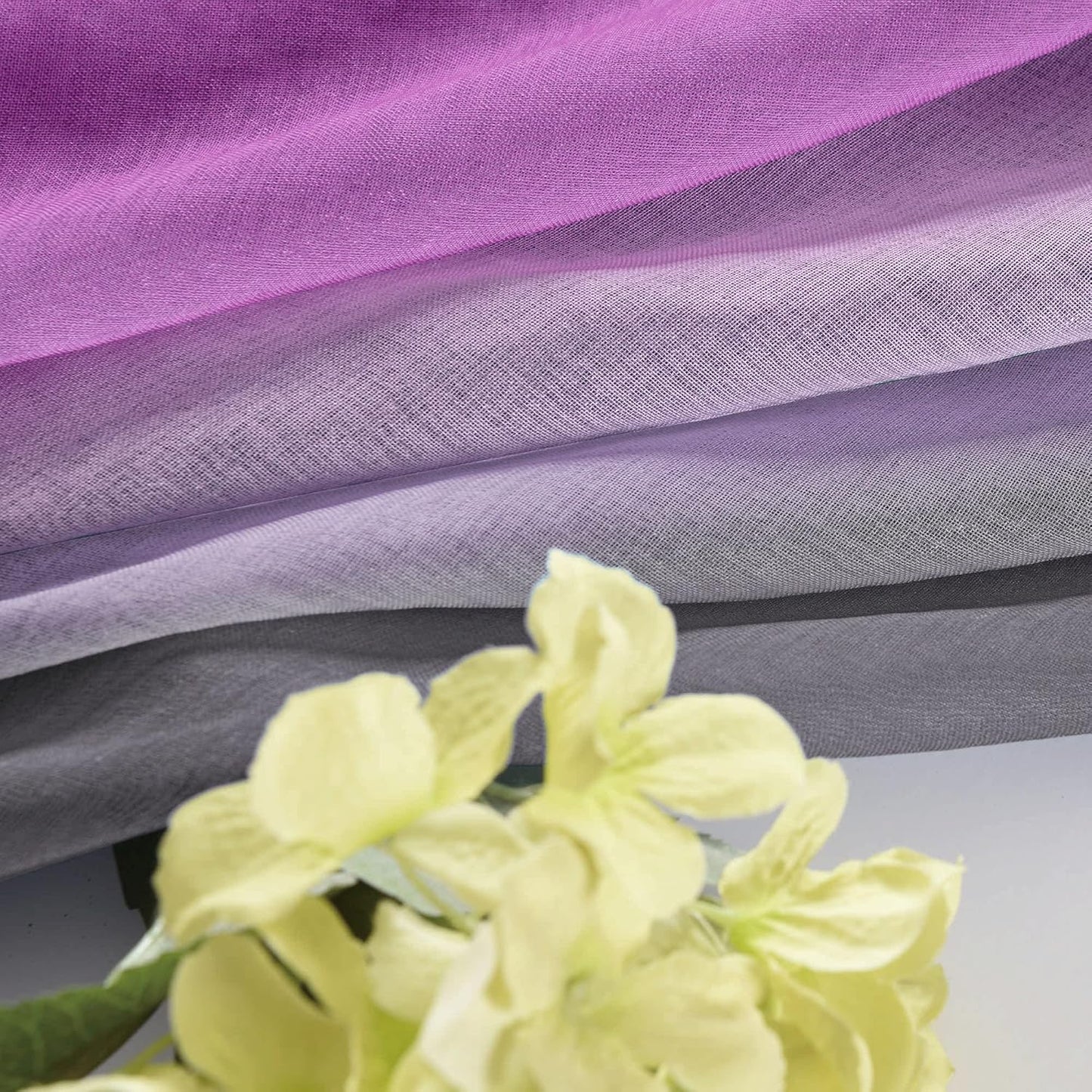 Purple and Grey Curtain Panels 84 Inches Long for Bedroom Set of 2 Sheer Ombre Light Dark Purple Room Decor for Living Room Gray