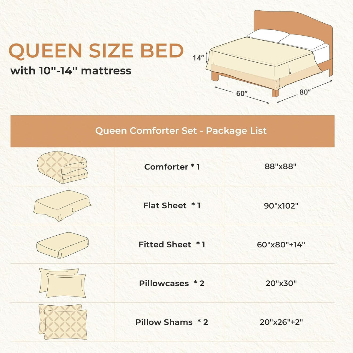 Queen Comforter Set, 7-Piece Bed in a Bag, Pintuck Bedding Sets for All Season, Includes Comforter, Flat Sheet, Fitted Sheet, Pillowcases and Pillowshams, Greylish Blue