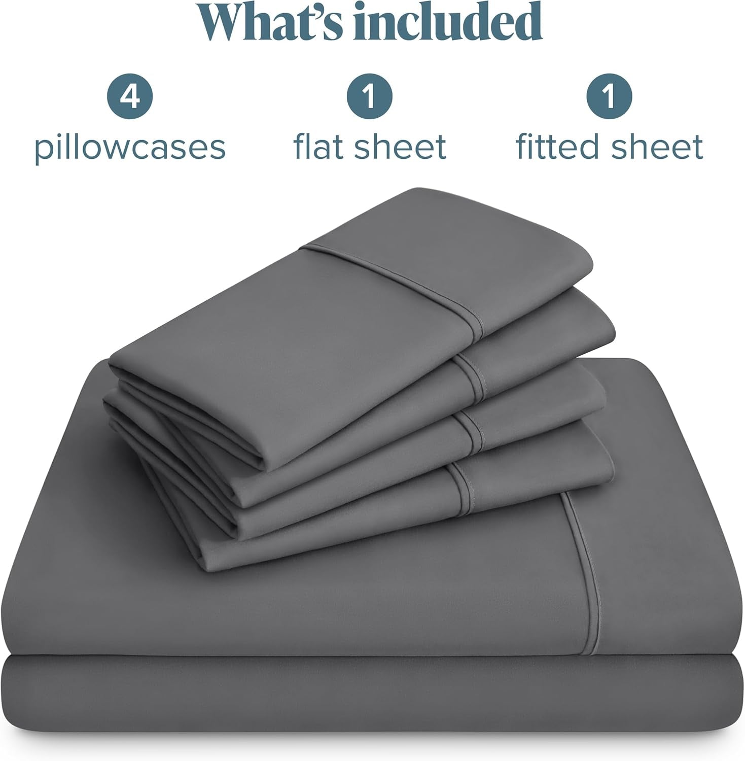 Hotel Luxury King Sheet Set, Extra Soft - 6 Piece Set - Deep Pockets - Easy Fit - Cooling & Breathable - Wrinkle, Fade, Stain Resistant - Includes 4 Pillowcases (King, Grey)