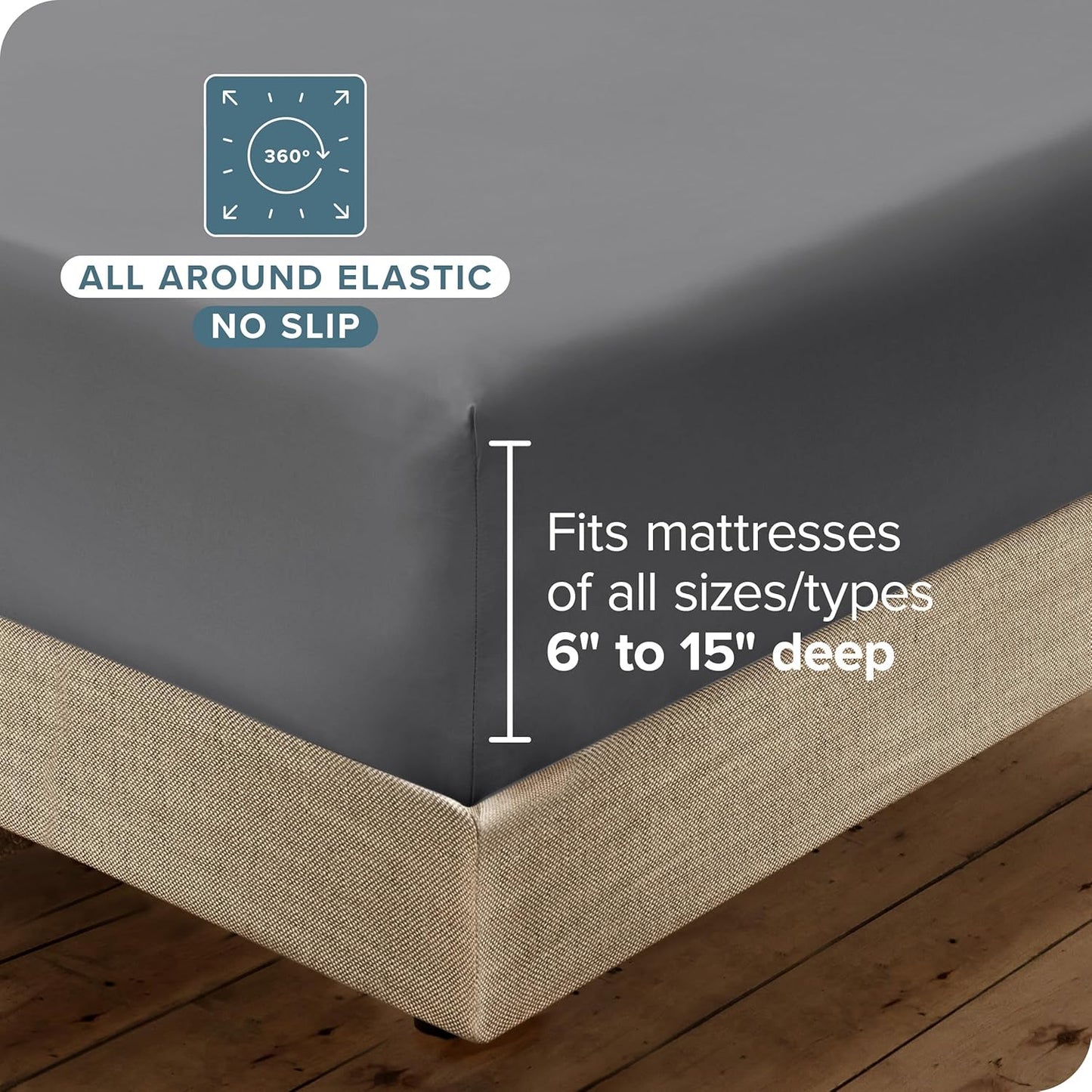 Hotel Luxury King Sheet Set, Extra Soft - 6 Piece Set - Deep Pockets - Easy Fit - Cooling & Breathable - Wrinkle, Fade, Stain Resistant - Includes 4 Pillowcases (King, Grey)