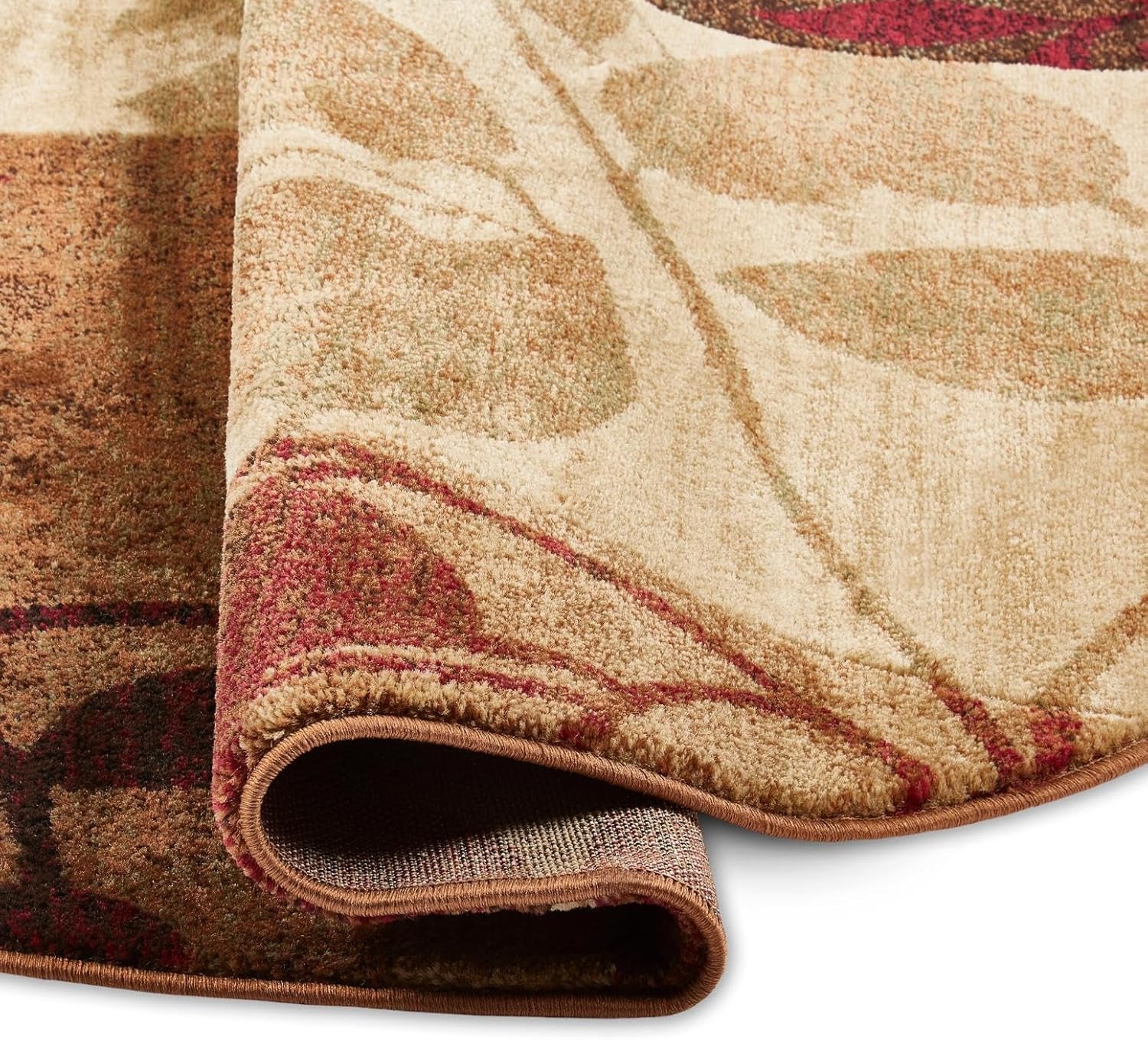 Amelia Modern Area Rug | 5'2" round | Beige/Green/Red