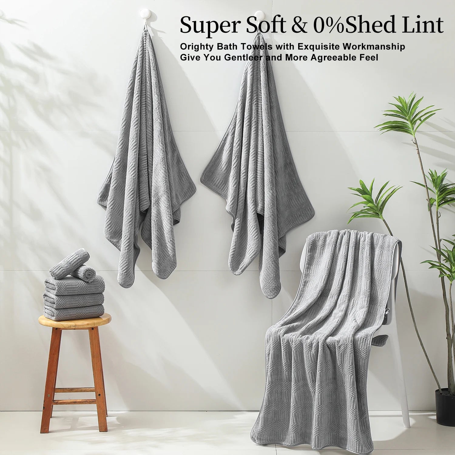 8 Piece Microfiber Bath Towel Set,700Gsm Quick Dry & Less Lint, 2 Oversized Bath Towels, 2 Towels & 4 Washcloths,Highly Absorbent,Ultra Soft Shower Towel for Bathroom Hotel-Dark Gray
