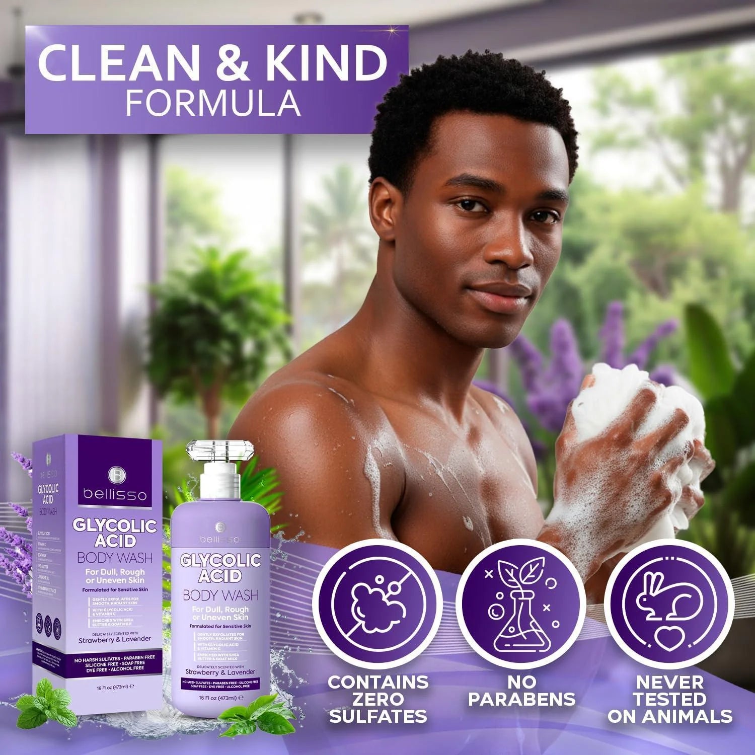 Glycolic Acid Body Wash 16 Fl Oz Exfoliating AHA Liquid Soap for Rough and Bumpy Skin Gentle Exfoliant Bump and Lump Eraser Formula