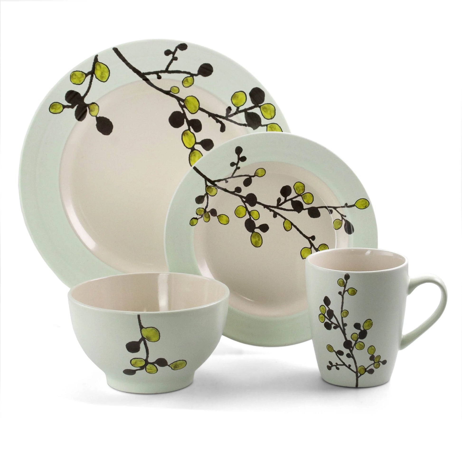 Retro Bloom 16 Piece Luxurious Stoneware Dinnerware with Complete Setting for 4