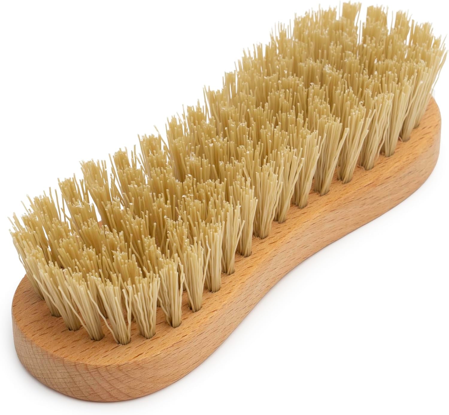Nylon Fiber Economy Utility Cleaning Hand Brush | Heavy Duty Hand-Held Scrub Brush Stiff Bristles | Wooden Body, Ideal Scrub Brushes for Cleaning (Peanut Shaped)