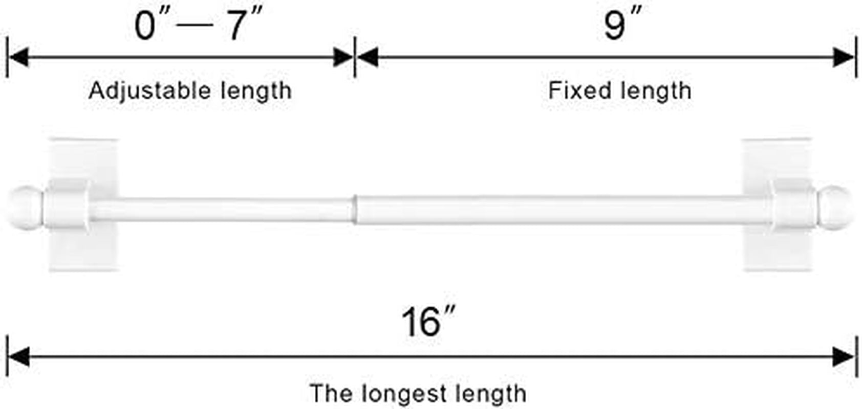 Multi-Use Adjustable Magnetic Curtain Rods for Doors, Windows, Tool Boxes, 9-16 Inch, Easy Installation，2-Pack，White