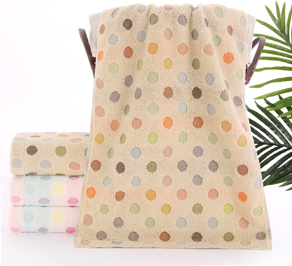 Polka Dot Absorbent Hand Towels for Bathroom Set of 4,Brown