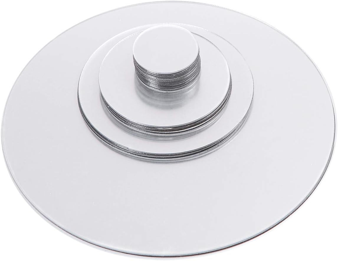 52 Pieces Flexible Mirror Wall Stickers Set Removable Acrylic Mirror Circle Self Adhesive Plastic Mirror Decal for Home Decor