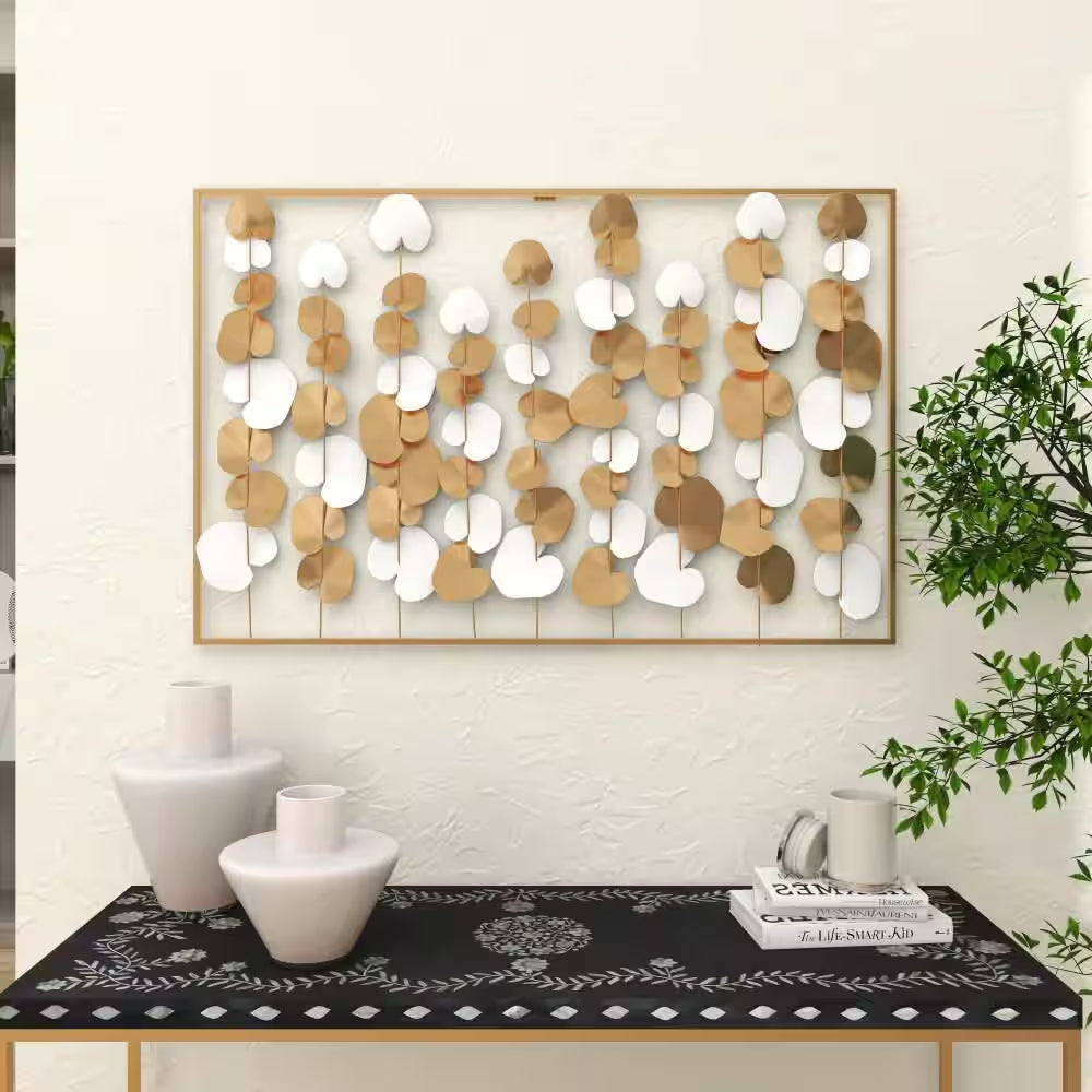 26 In. X 40 In. Gold Metal Modern Abstract Wall Decor