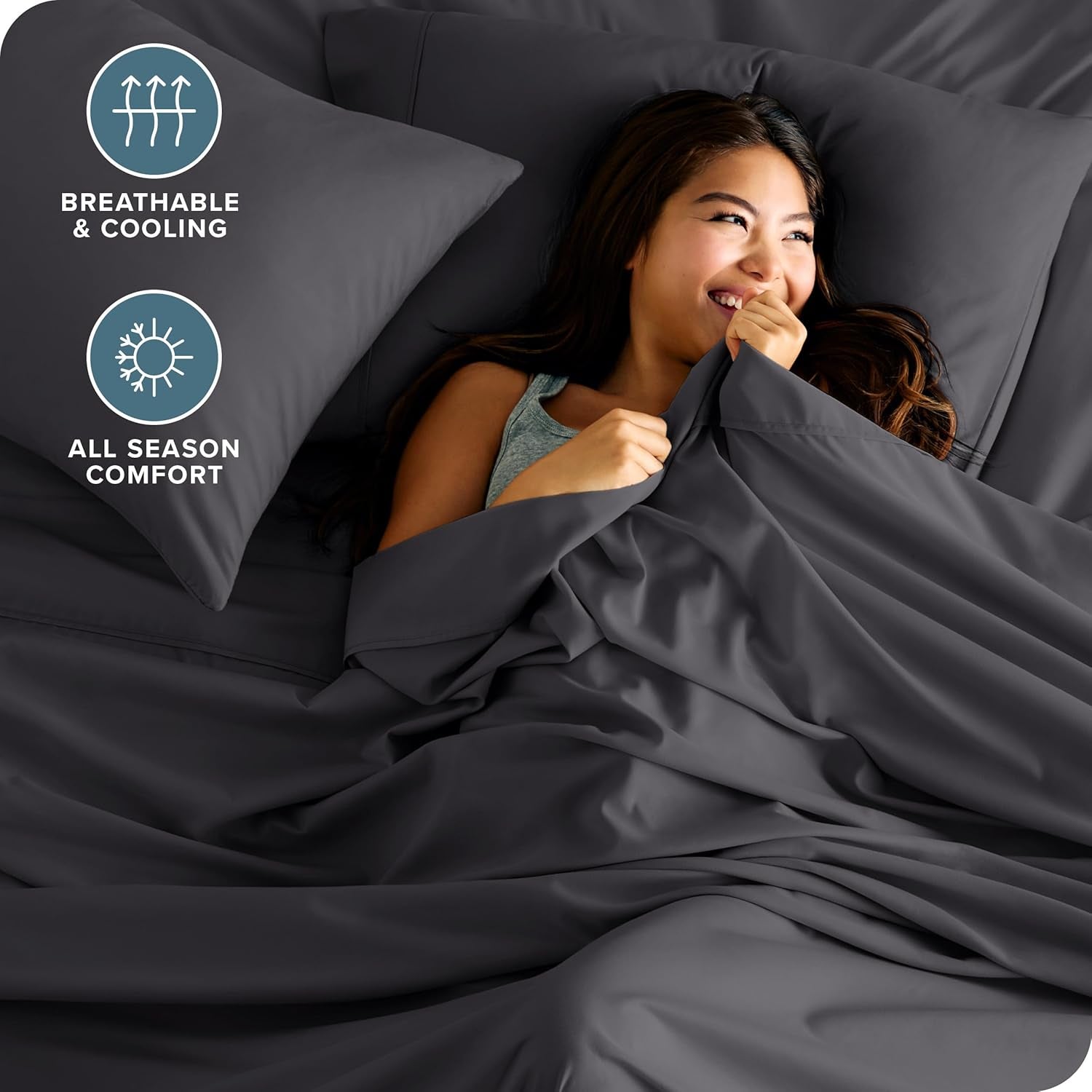 Hotel Luxury King Sheet Set, Extra Soft - 6 Piece Set - Deep Pockets - Easy Fit - Cooling & Breathable - Wrinkle, Fade, Stain Resistant - Includes 4 Pillowcases (King, Grey)