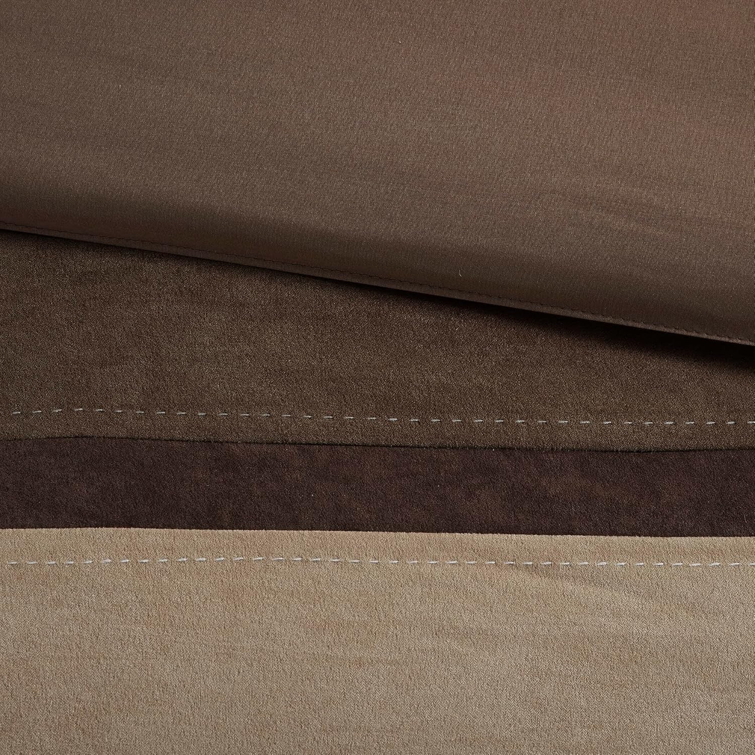 Palisades Comforter Set Modern Faux Suede Pieced Stripe Design, All Season down Alternative Cozy Bedding with Matching Shams, Decorative Pillows, King(104"X92"), Brown 7 Piece