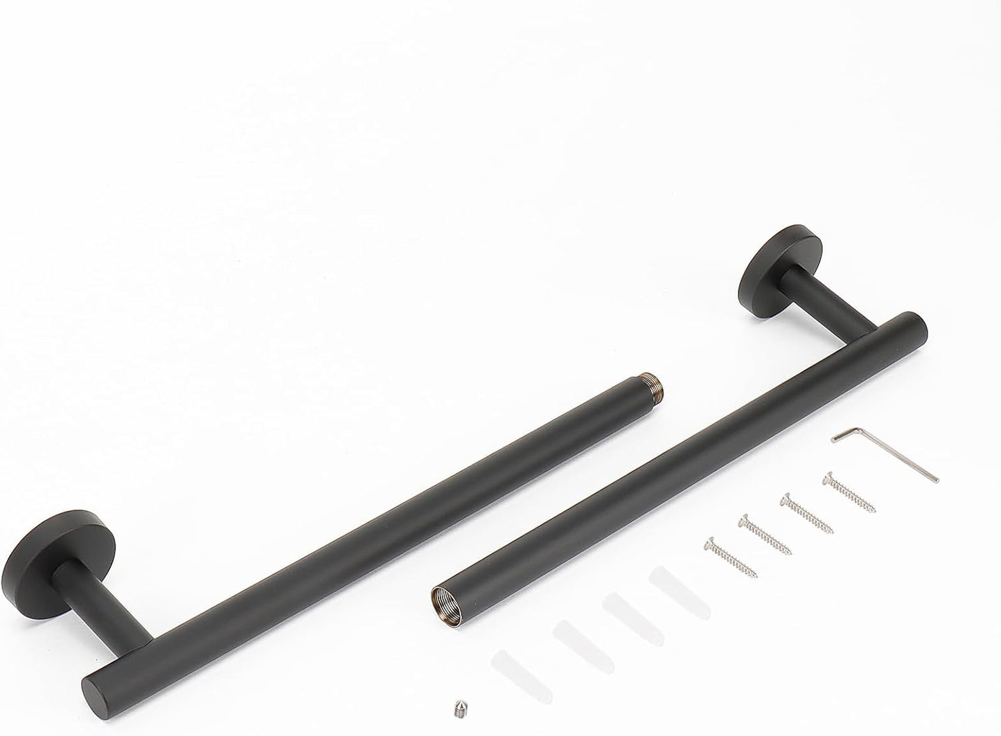 Bath Towel Bar, Bath Accessories Thicken Stainless Steel Shower Towel Rack for Bathroom, Towel Holder Wall Mounted (1 Pack, Matte Black, 24 Inch)