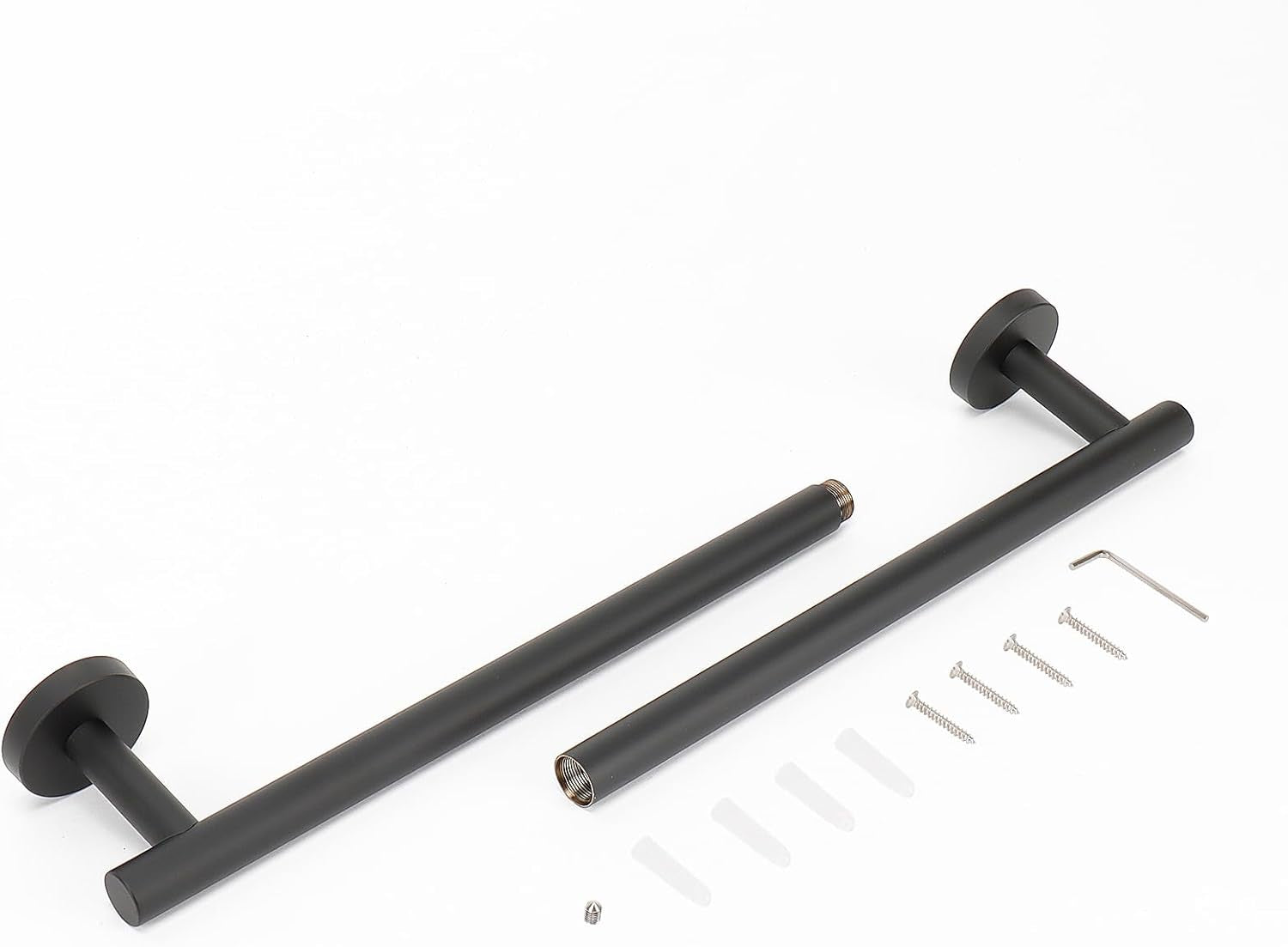 Bath Towel Bar, Bath Accessories Thicken Stainless Steel Shower Towel Rack for Bathroom, Towel Holder Wall Mounted (1 Pack, Matte Black, 24 Inch)
