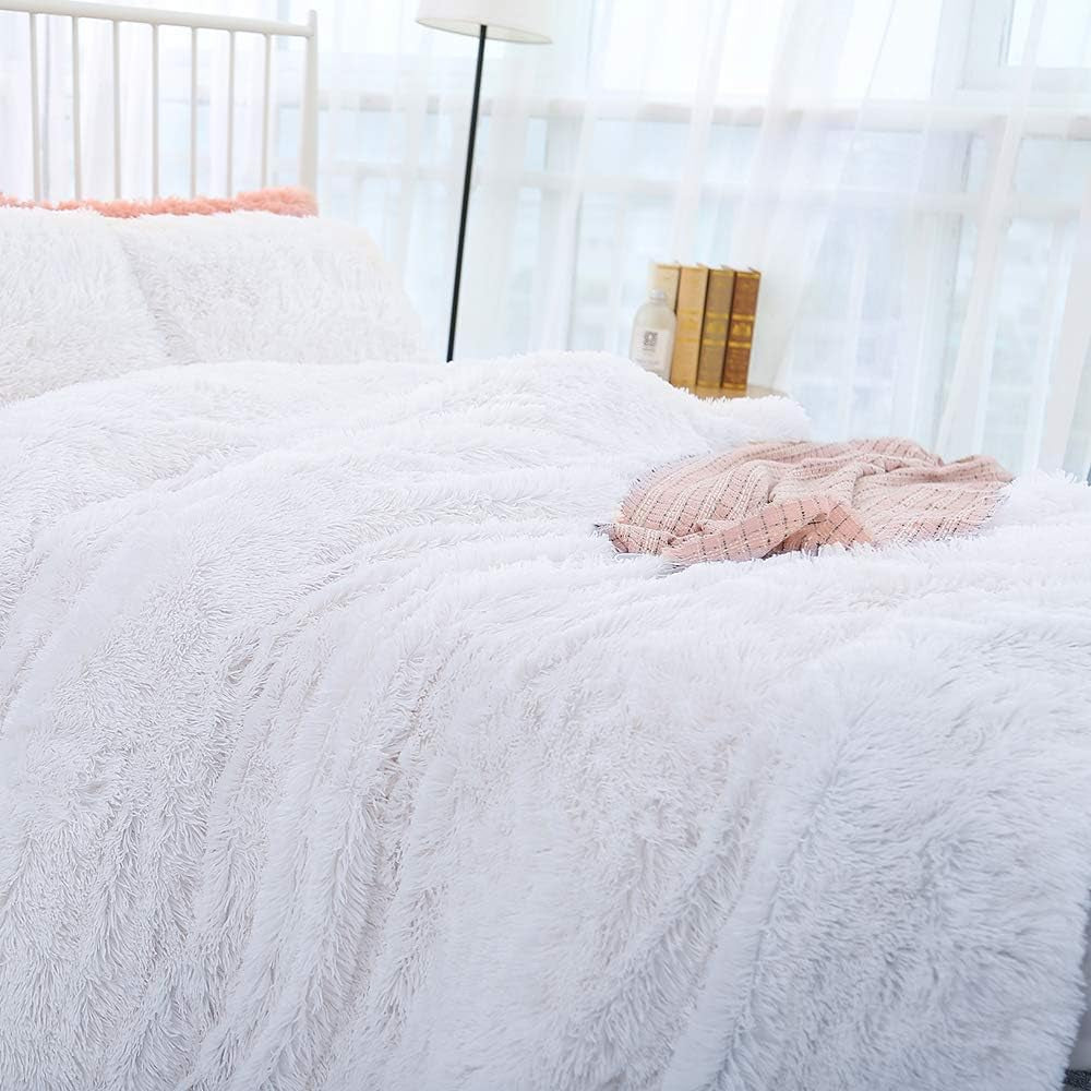 Soft Fluffy Blanket Fuzzy Sherpa Plush Cozy Faux Fur Throw Blankets for Bed Couch Sofa Chair Decorative, 50''X60'' White