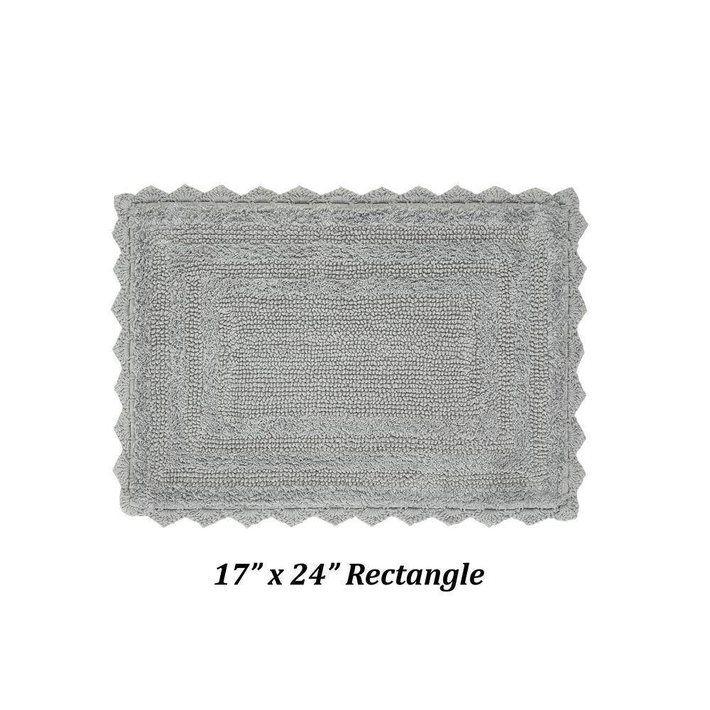 Lilly Crochet Collection 17 In. X 24 In. Gray 100% Cotton Rectangle Bath Rug