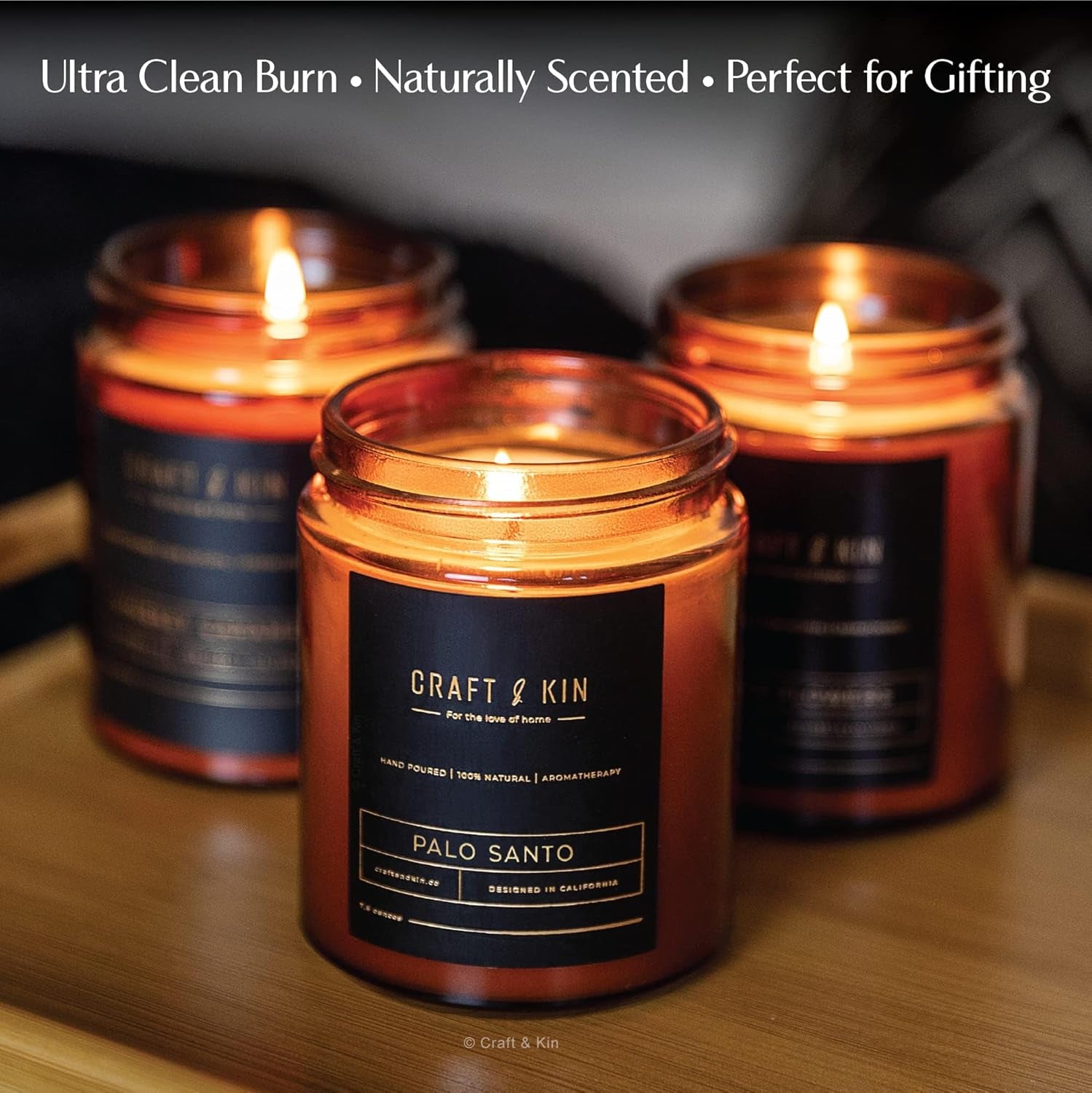 Scented Candles for Men | Palo Santo Candle | All-Natural Scented Candles for Home | Long Lasting with 45 Hour Burn Time, 8Oz
