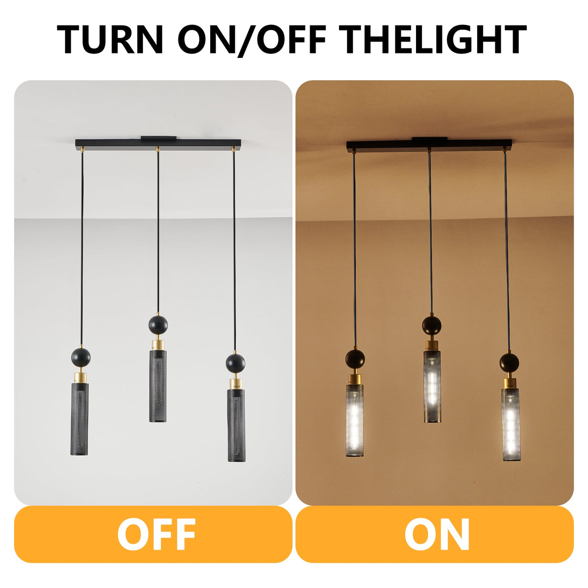 Black and Gold Modern 3-Light Pendant Chandelier