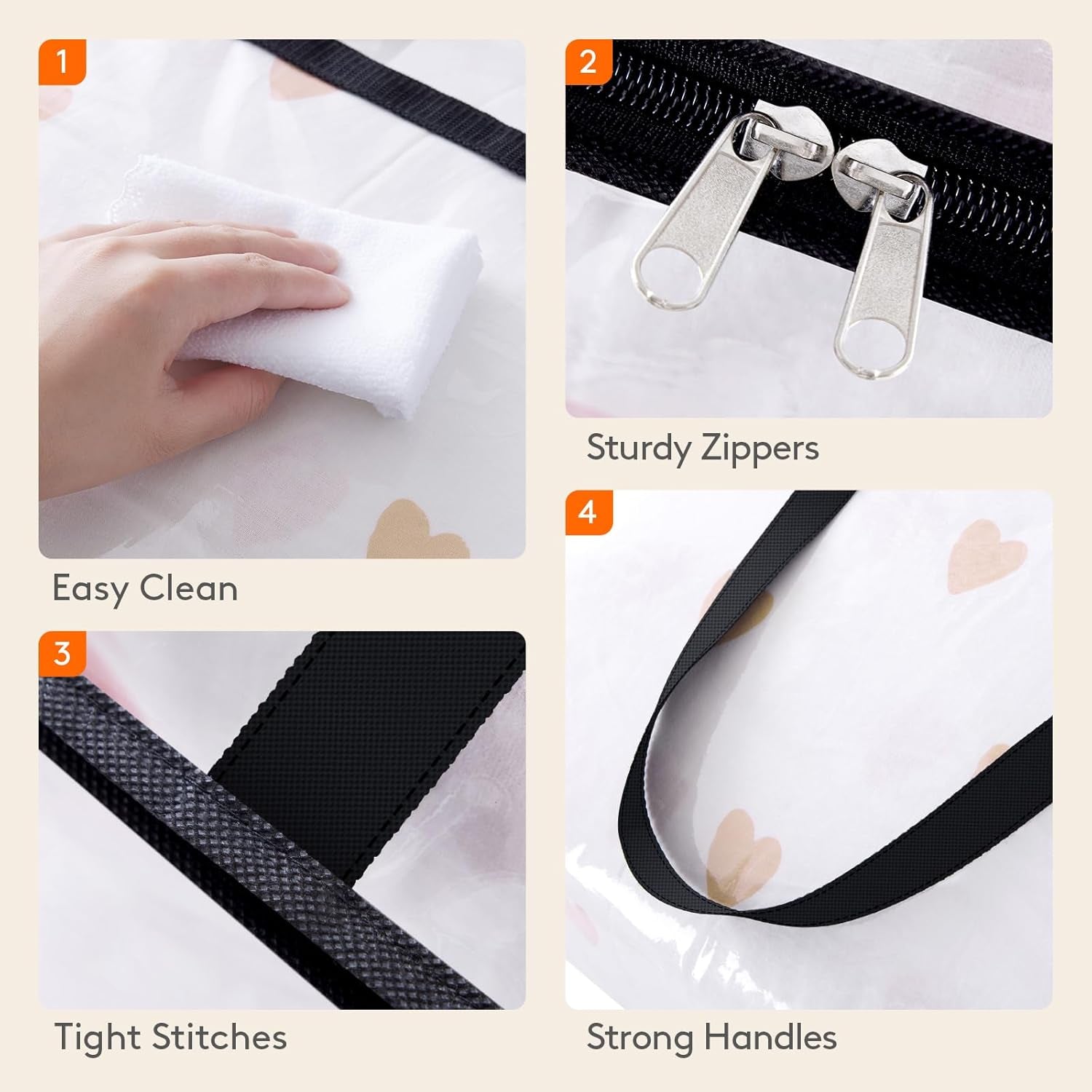 4 Pack Clear Clothes Storage Bags, 45L Plastic Blanket Storage Bag, Vinyl Foldable Moving Bags with Zipper, Closet Organizers and Storage Containers for Bedding, Duvet, Comforter