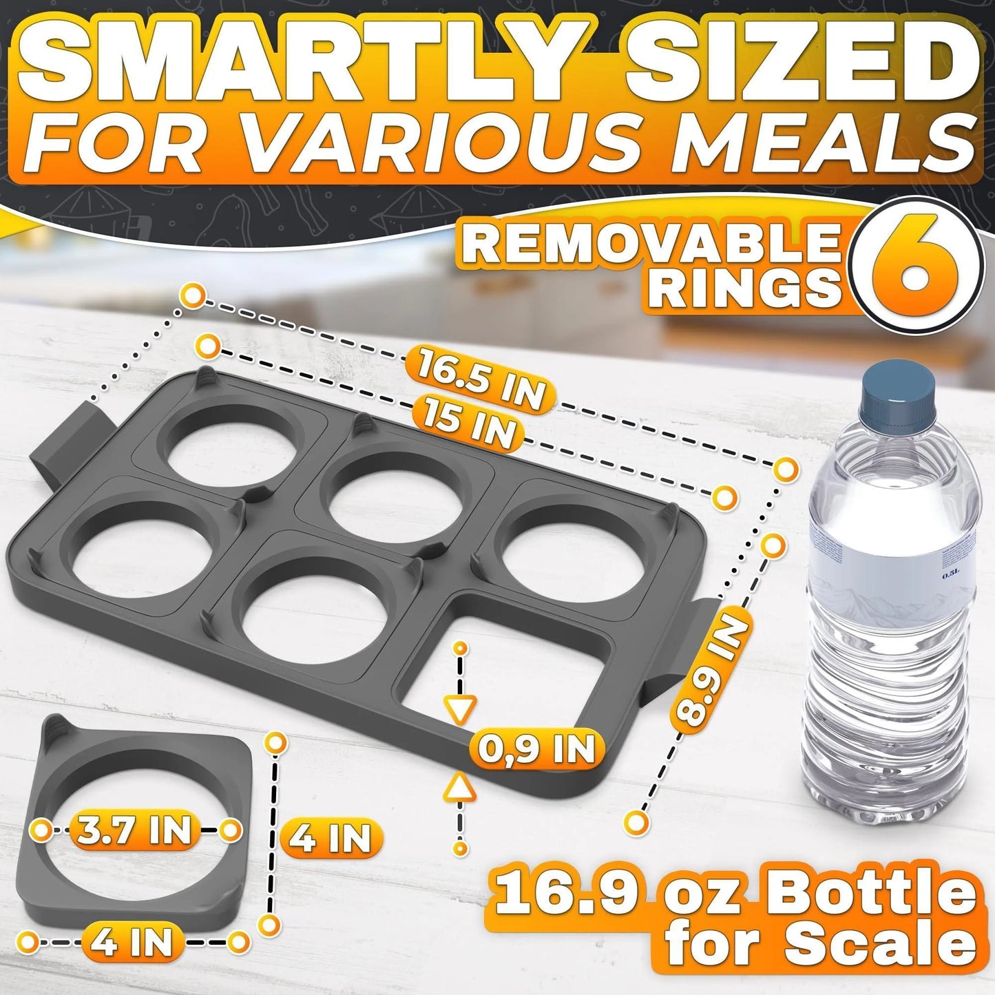 Silicone Egg Rings for Frying Eggs 16.5 X8.9 Inch 6 Ring Removable Silicone Egg Molds for Griddle 12 Shapes 6 round & 6 Square Non Stick & Heat Resistant Ergonomic Handles for Easy Cooking