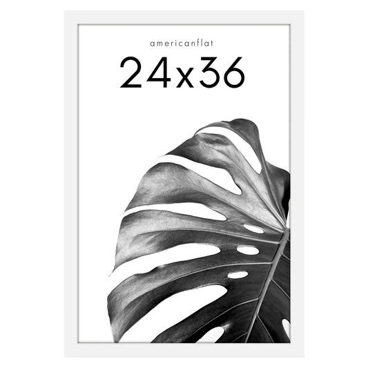 Poster Frame 24X36 Inches - White Wooden Picture Frame with Plexiglass Cover