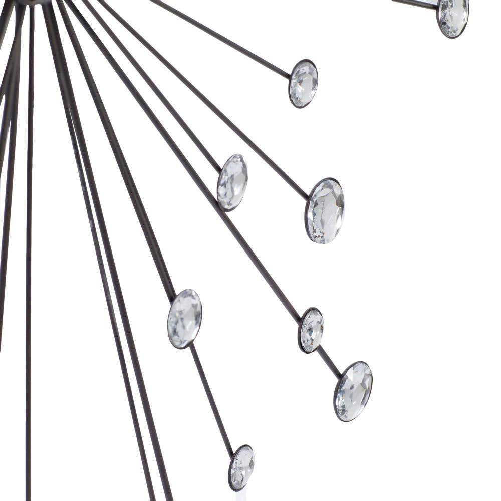 30 In. X 30 In. Metal Silver Starburst Wall Decor with Crystal Embellishments