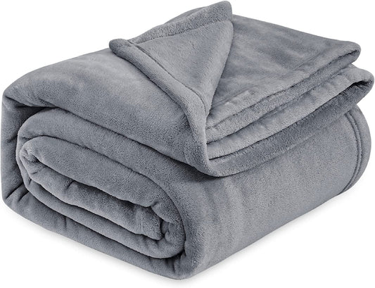 Fleece King Size Blankets for Bed Grey - Soft Lightweight Plush Cozy Fuzzy Luxury Warm Winter Blanket Microfiber, Room Home Decor Gifts for Women and Men, 108X90 Inches