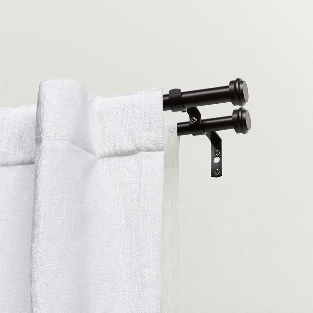 Curtains ER1025-03 3672 Topper Double Curtain Rod and Finial Set, 36"-72", Matte Bronze