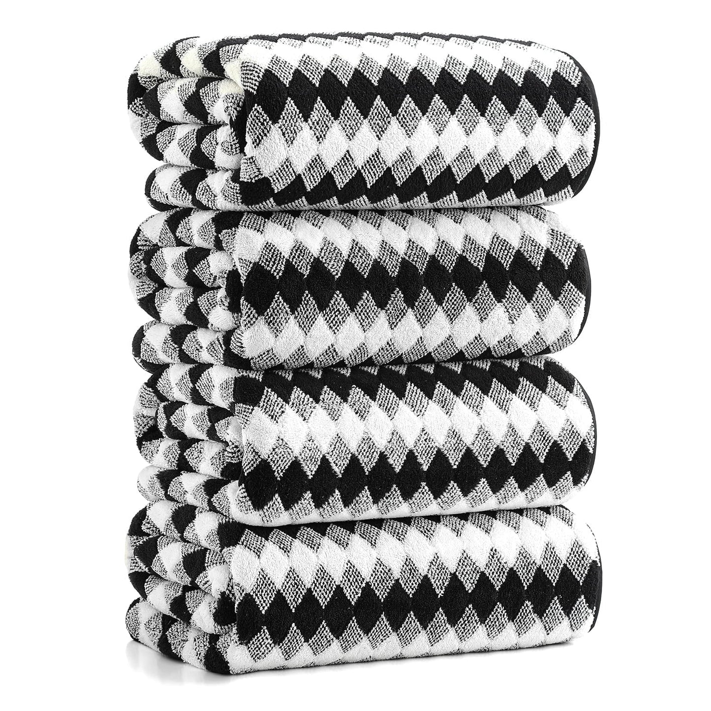 4 Pack Bath Towels Extra Large 35"X 70"Highly Absorbent Quick Dry Bath Towels Oversized Microfiber Bath Sheets Soft Luxurious Towels for Bathroom Kitchen Spa Hotel Gym (Black)