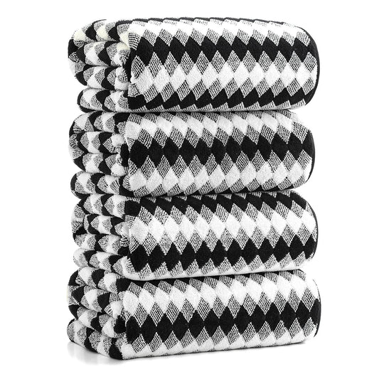 4 Pack Bath Towels Extra Large 35"X 70"Highly Absorbent Quick Dry Bath Towels Oversized Microfiber Bath Sheets Soft Luxurious Towels for Bathroom Kitchen Spa Hotel Gym (Black)