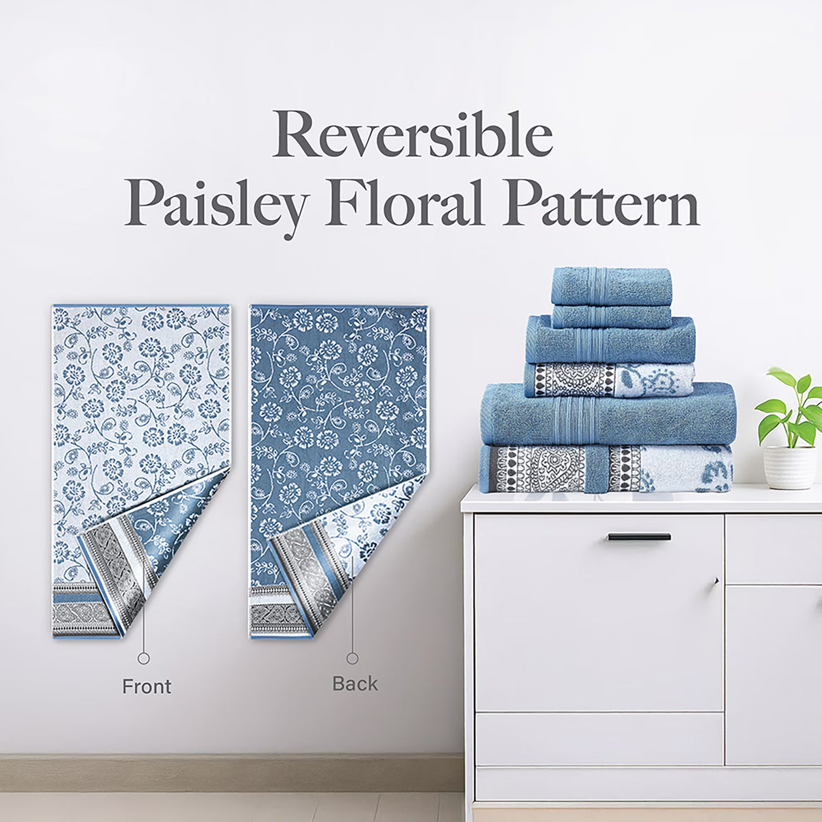 Ophelia 6-Piece Cotton Adult Bath Towel Set, Blue