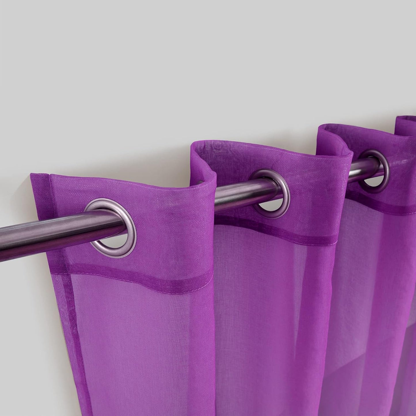 Purple and Grey Curtain Panels 84 Inches Long for Bedroom Set of 2 Sheer Ombre Light Dark Purple Room Decor for Living Room Gray