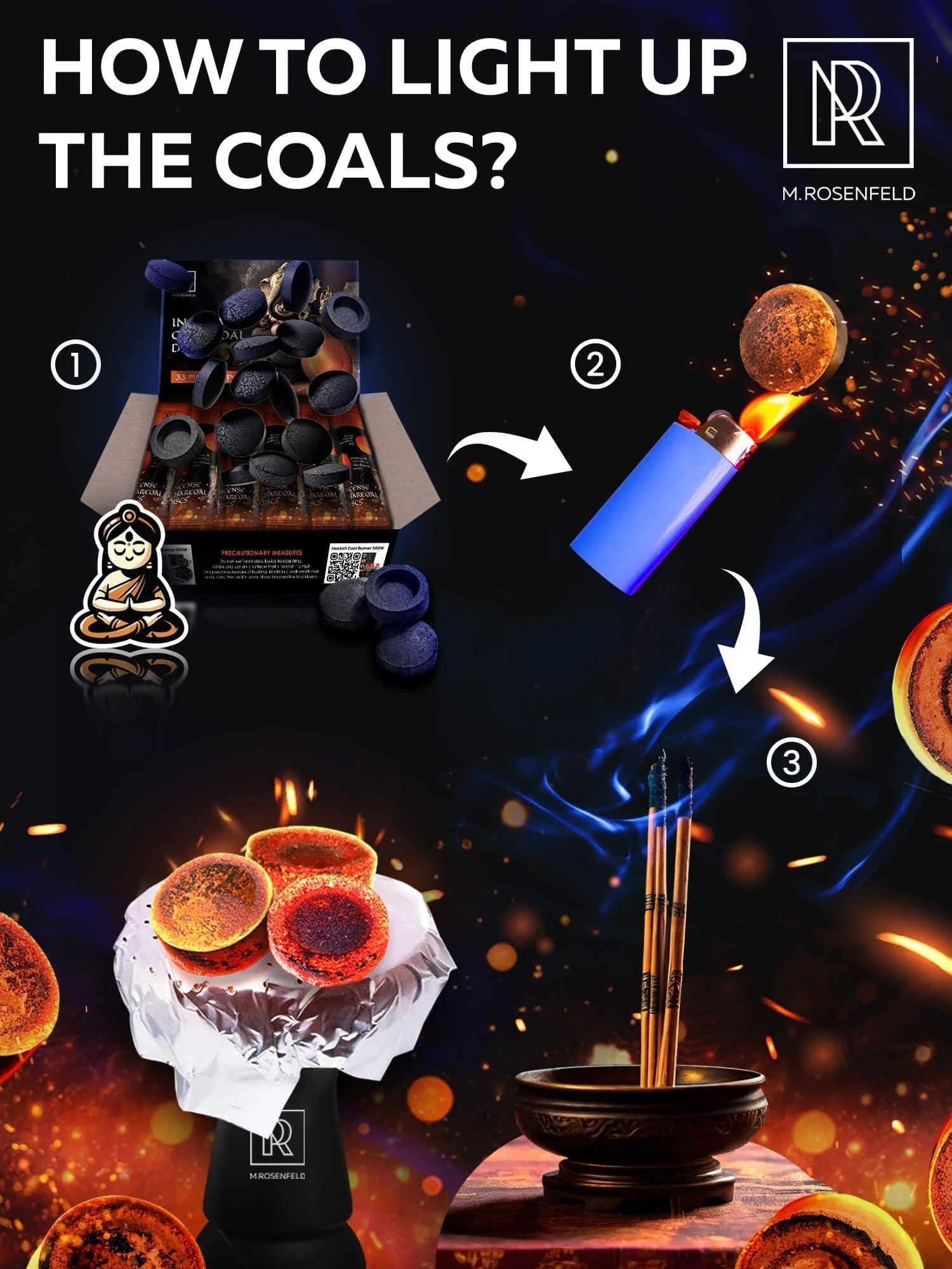 200 Pcs Charcoal Tablets for Incense – Quick Light Charcoal Tablets (20 Roll)