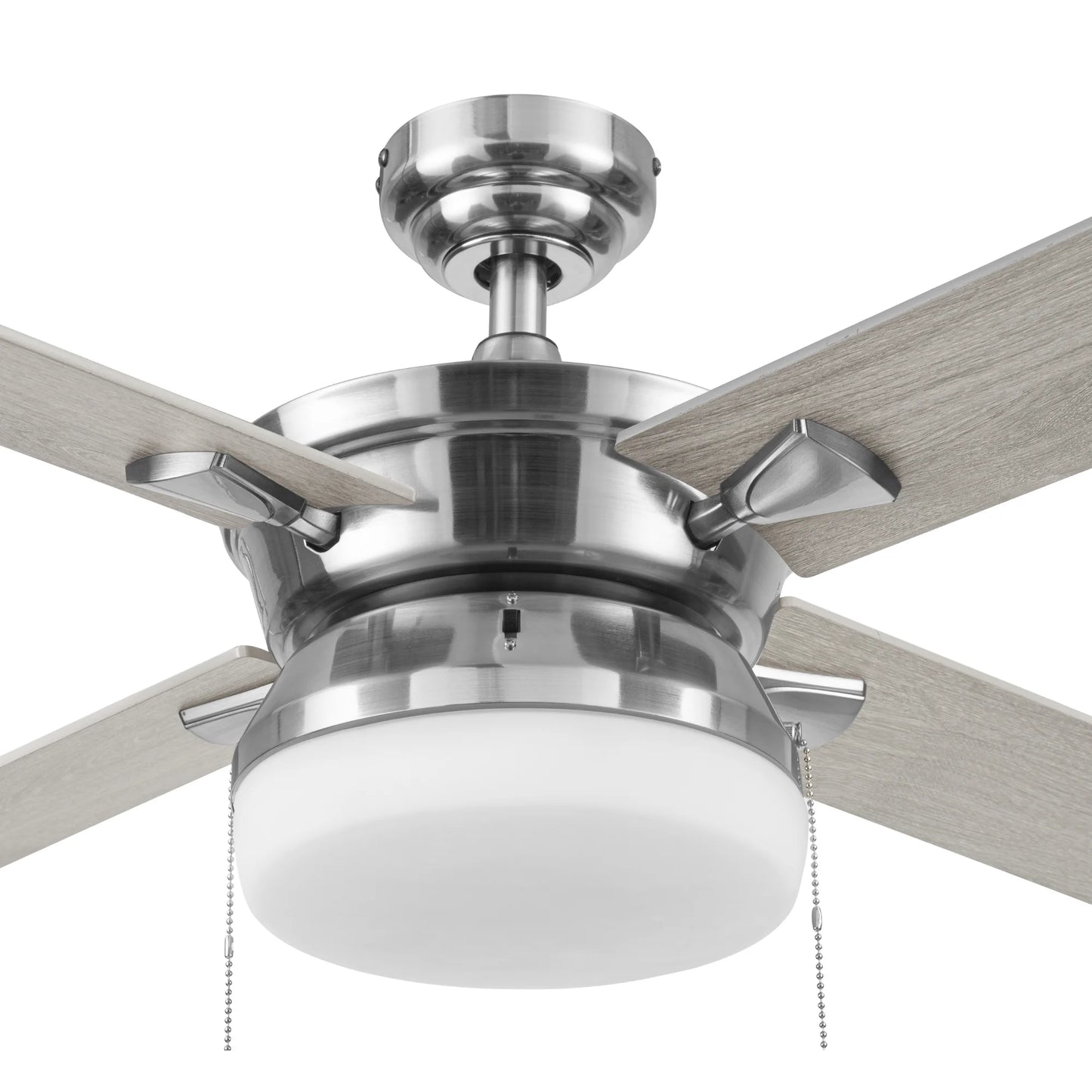 Blair 52" Nickel Modern Indoor Ceiling Fan with Light, 4 Blades, Pull Chains & Reverse Airflow