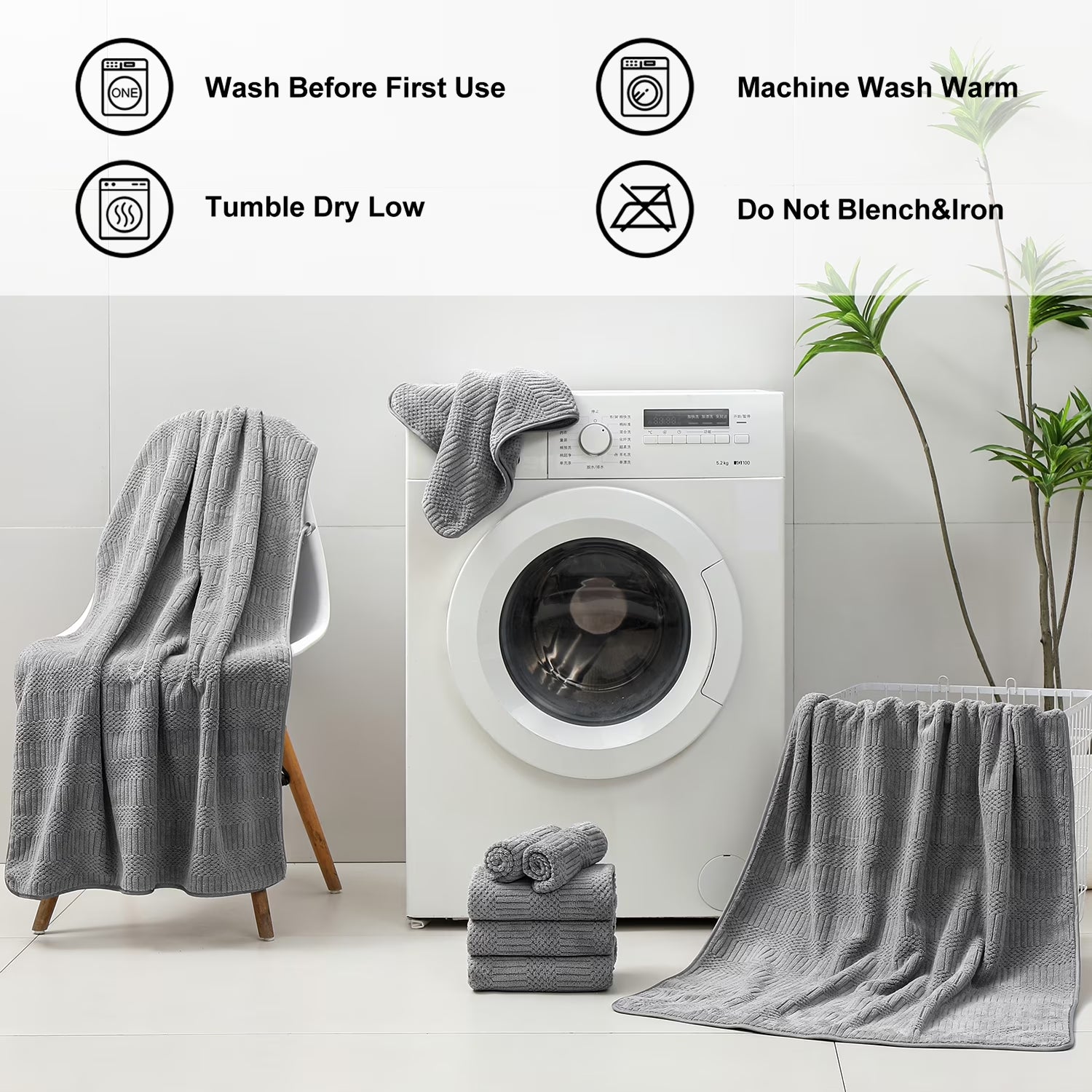 8 Piece Microfiber Bath Towel Set,700Gsm Quick Dry & Less Lint, 2 Oversized Bath Towels, 2 Towels & 4 Washcloths,Highly Absorbent,Ultra Soft Shower Towel for Bathroom Hotel-Dark Gray