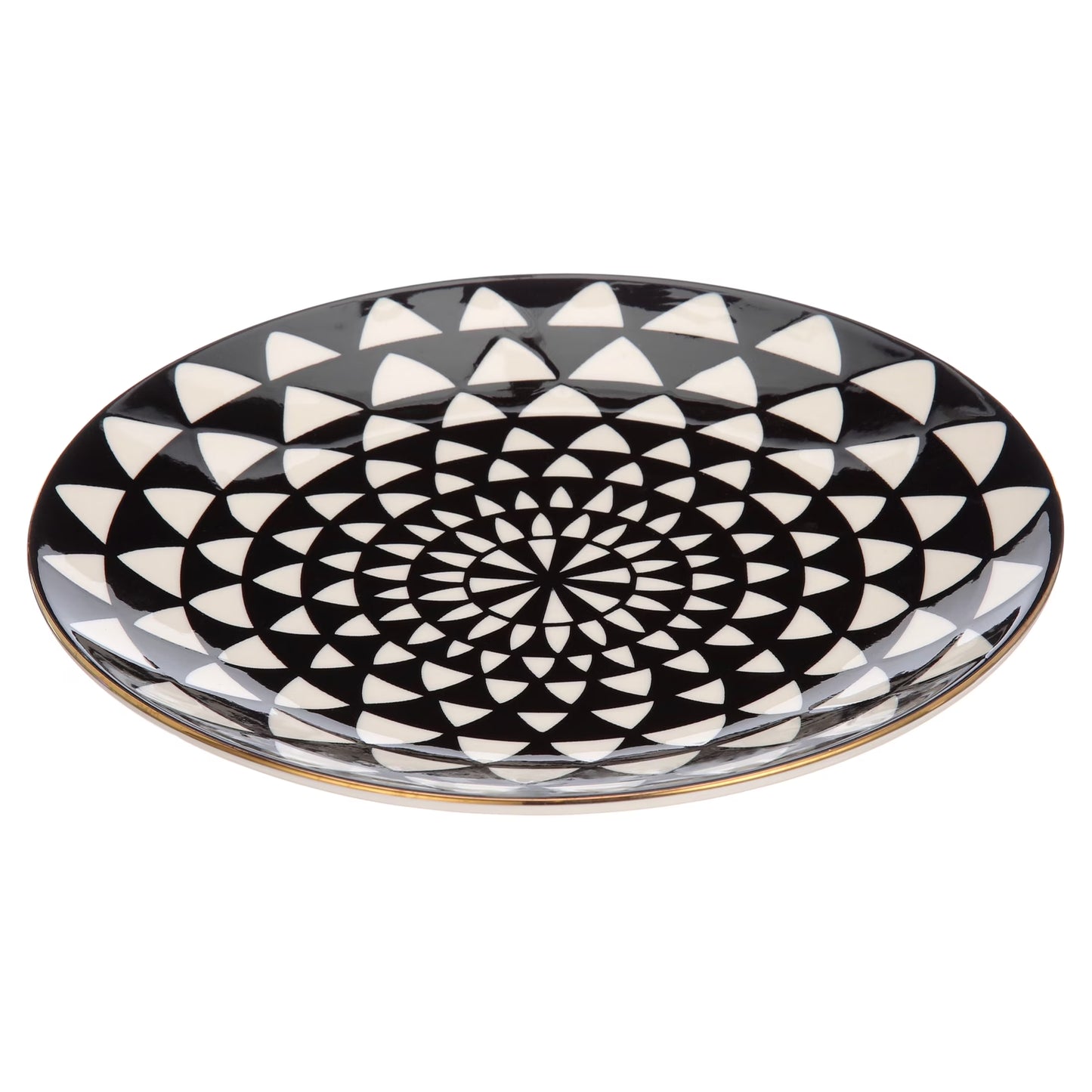 Thyme & Table Dinnerware Black & White Medallion Stoneware Salad round Plates (4 Count)