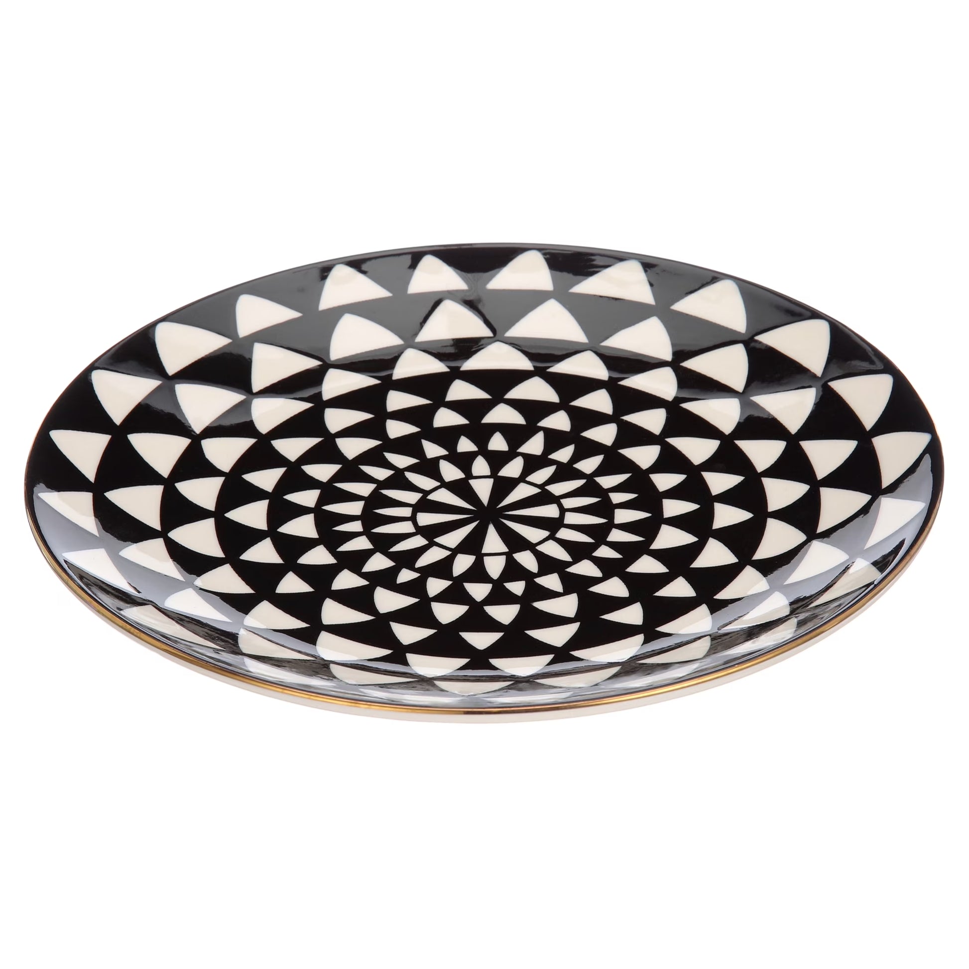 Thyme & Table Dinnerware Black & White Medallion Stoneware Salad round Plates (4 Count)