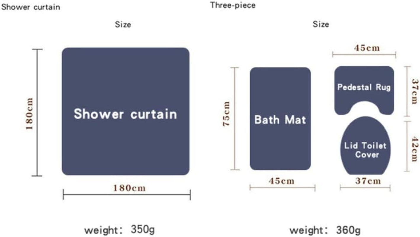 4Pcs Yellow Shower Curtain Set with Rugs Waterproof Soft Bathroom Set with Non-Slip Rugs Toilet Lid Cover Bath Mat Polyester Fabric Shower Curtains for Bathroom Decor and Gifts