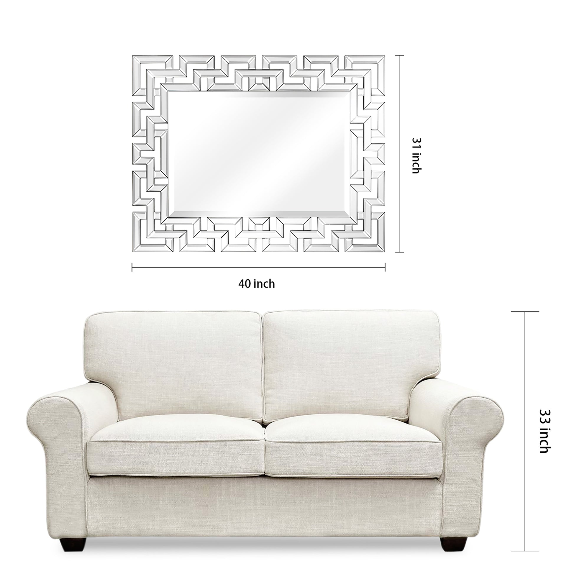Direct Elegant Beveled Geometry Decorative Wall Mirror, 31" X 40", Ready to Hang