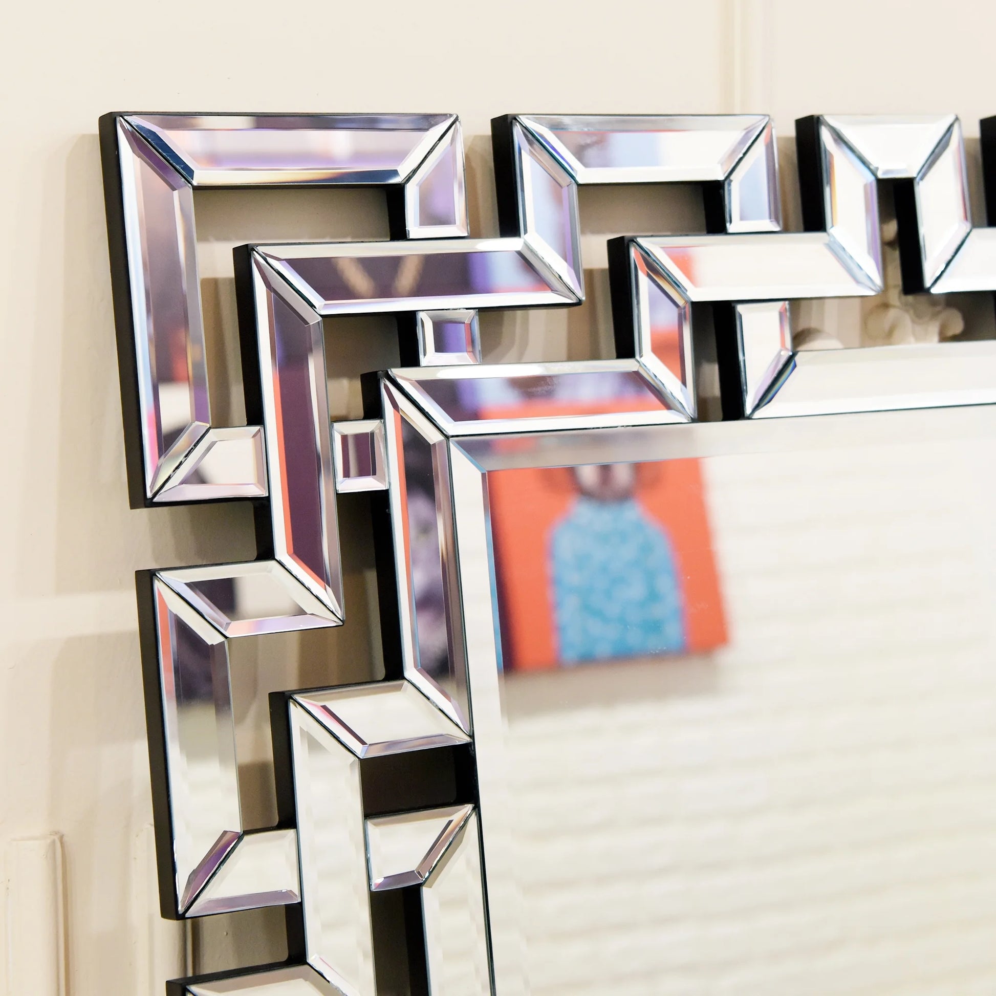 Direct Elegant Beveled Geometry Decorative Wall Mirror, 31" X 40", Ready to Hang