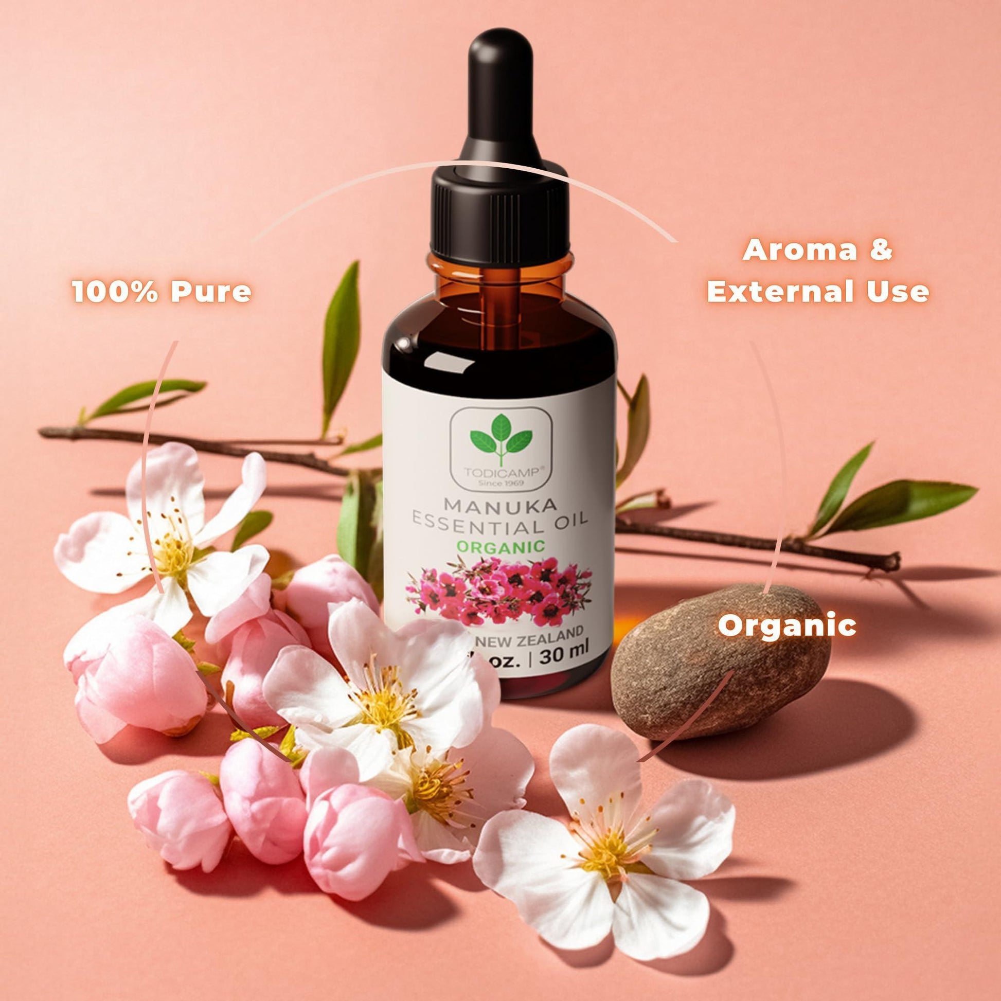 100% Pure Manuka Oil from New Zealand Therapeutic Grade Essential Oil for Wound Care Skin Soothing Nail & Scalp Health Organic Undiluted Cold Pressed Manuka for Face Hair & Body