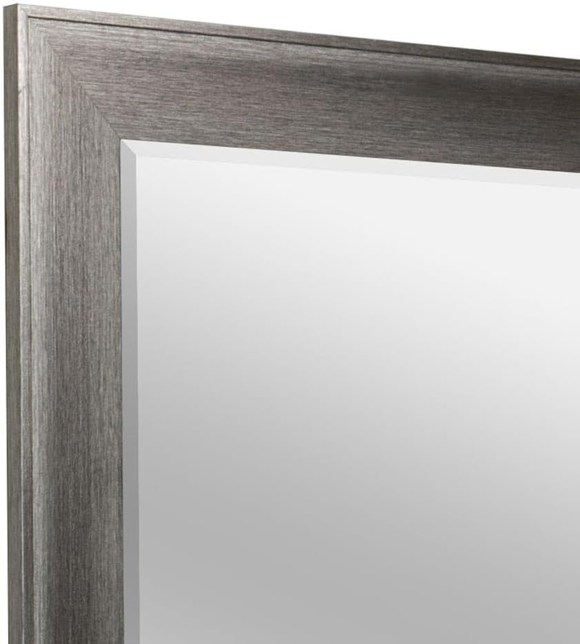 Metallic Gray Raised Lip Framed Wall Vanity Beveled Mirrors, Bathroom Mirrors, Rectangle Mirrors, Living Room Mirrors - 31.5" X 43.5"
