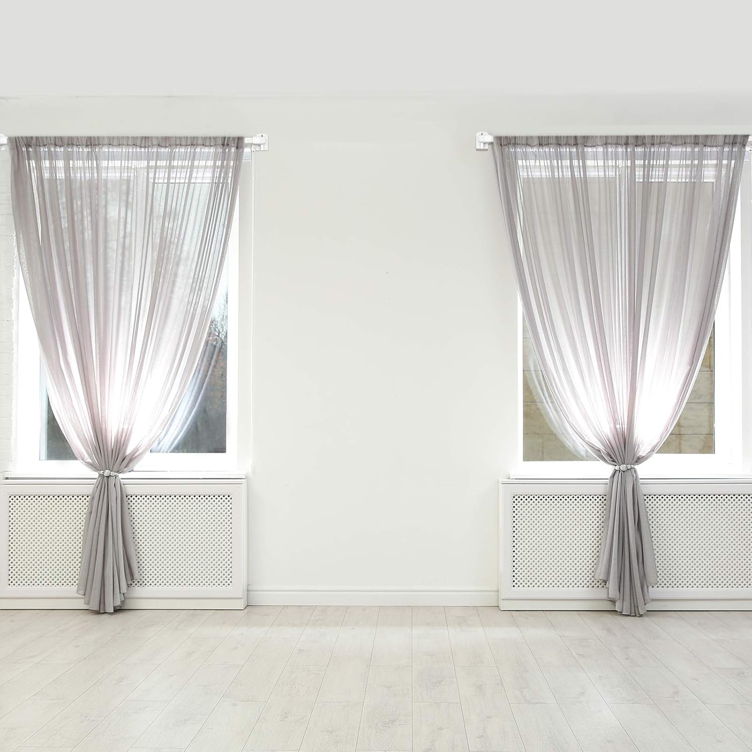 2 Pieces Adjustable Plastic Net Curtain Rod 15.7-27.5 Inch Self Adhesive Shower Curtain Rods for Window Cupboard Bars Tension Drill Less Accessories for Home Bathroom Hotel (White)