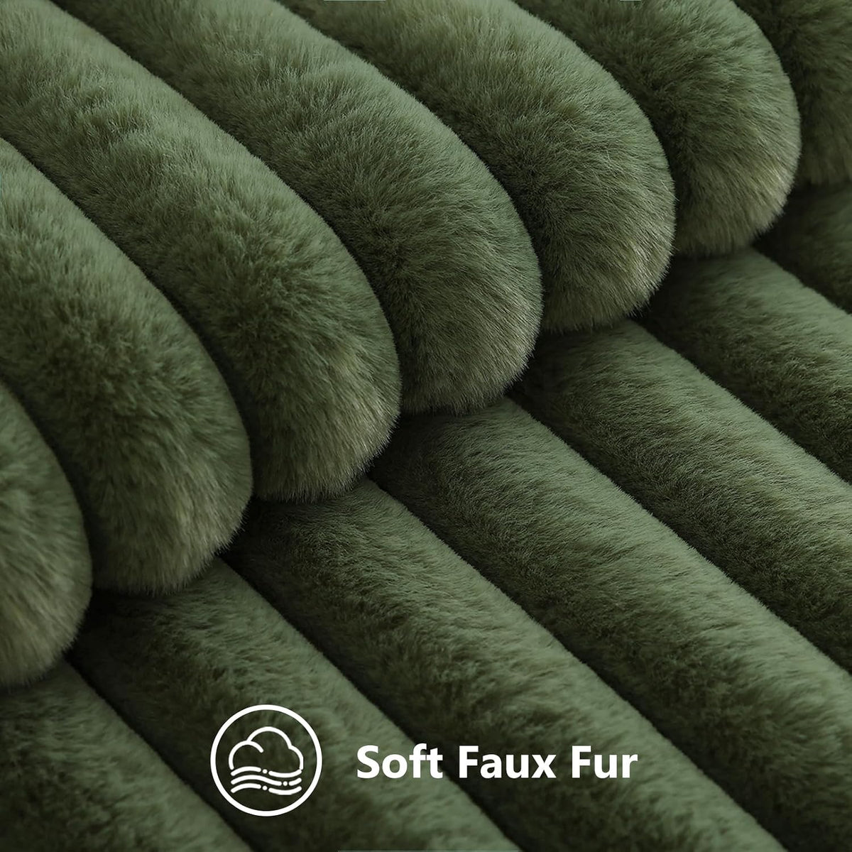 Fall Faux Fur Throw Pillow Covers 18X18 Set of 2 Olive Green