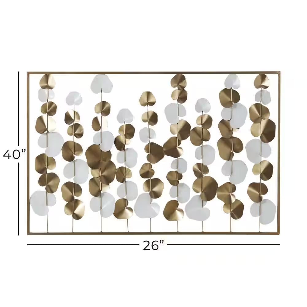 26 In. X 40 In. Gold Metal Modern Abstract Wall Decor