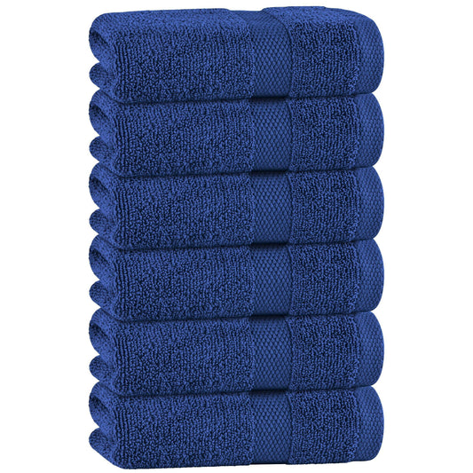 Navy Hand Towels for Bathroom 6 Pack Cotton Hand Towel Bulk 16X27 Inch for Gym Kitchen Spa Soft Highly Absorbent Quick Dry Terry Salon Towels