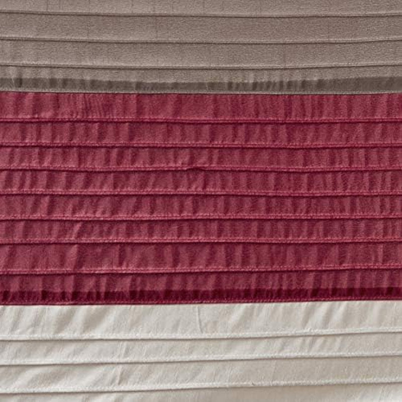Amherst Bathroom Shower Curtain Faux Silk Pieced Striped Modern Microfiber Bath Curtains, 72X72 Inches, Red