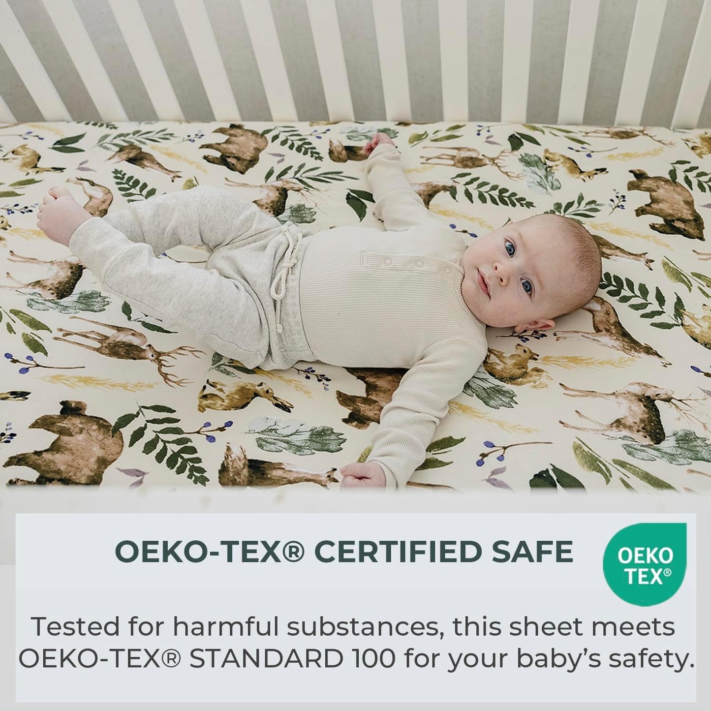 2 Pack Fitted Crib Sheets for Boys - Premium Cotton Blend Baby Woodland Crib Sheet Set, Soft Breathable Toddler Bed Sheets for Standard Mattress, Woodland Nursery Bedding 52X28 (Wildlife)