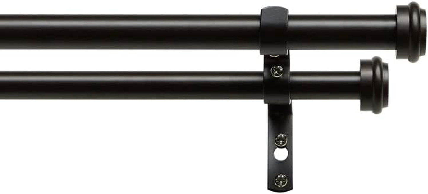 Curtains ER1025-03 3672 Topper Double Curtain Rod and Finial Set, 36"-72", Matte Bronze